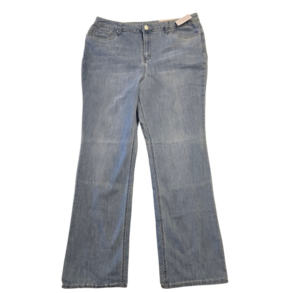 Christopher & Banks Barely Boot Jeans Womens 16 Light Wash embroidered new